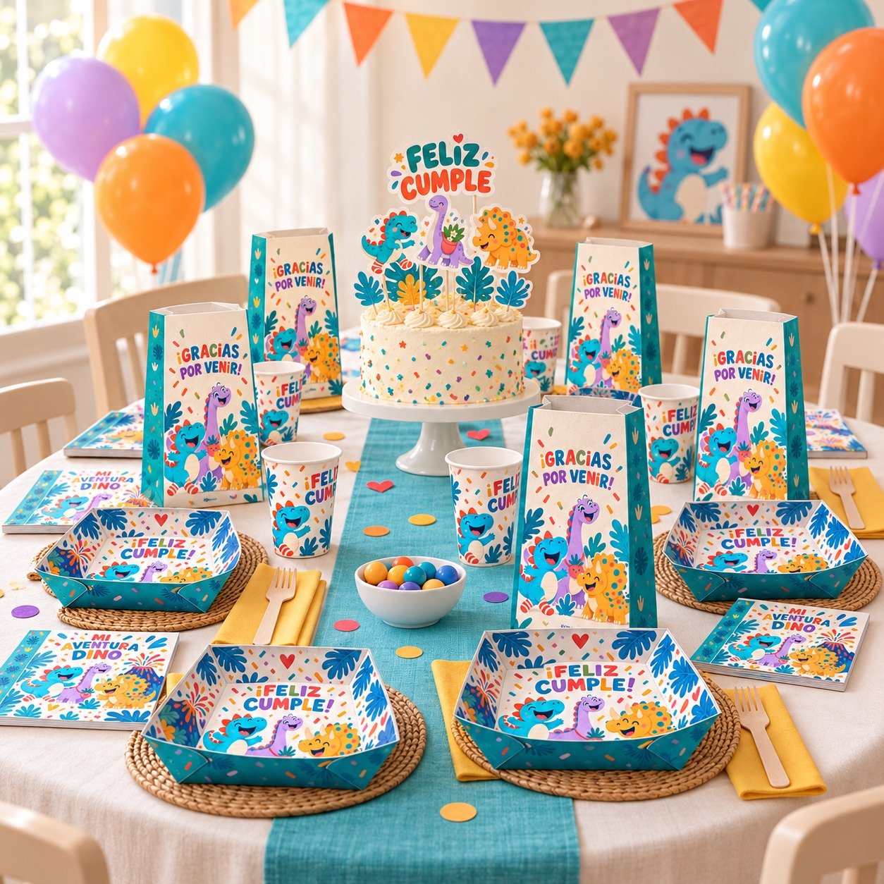 Kit Cumpleaños Infantil Dino 127 Piezas Decoración - Imagen 5
