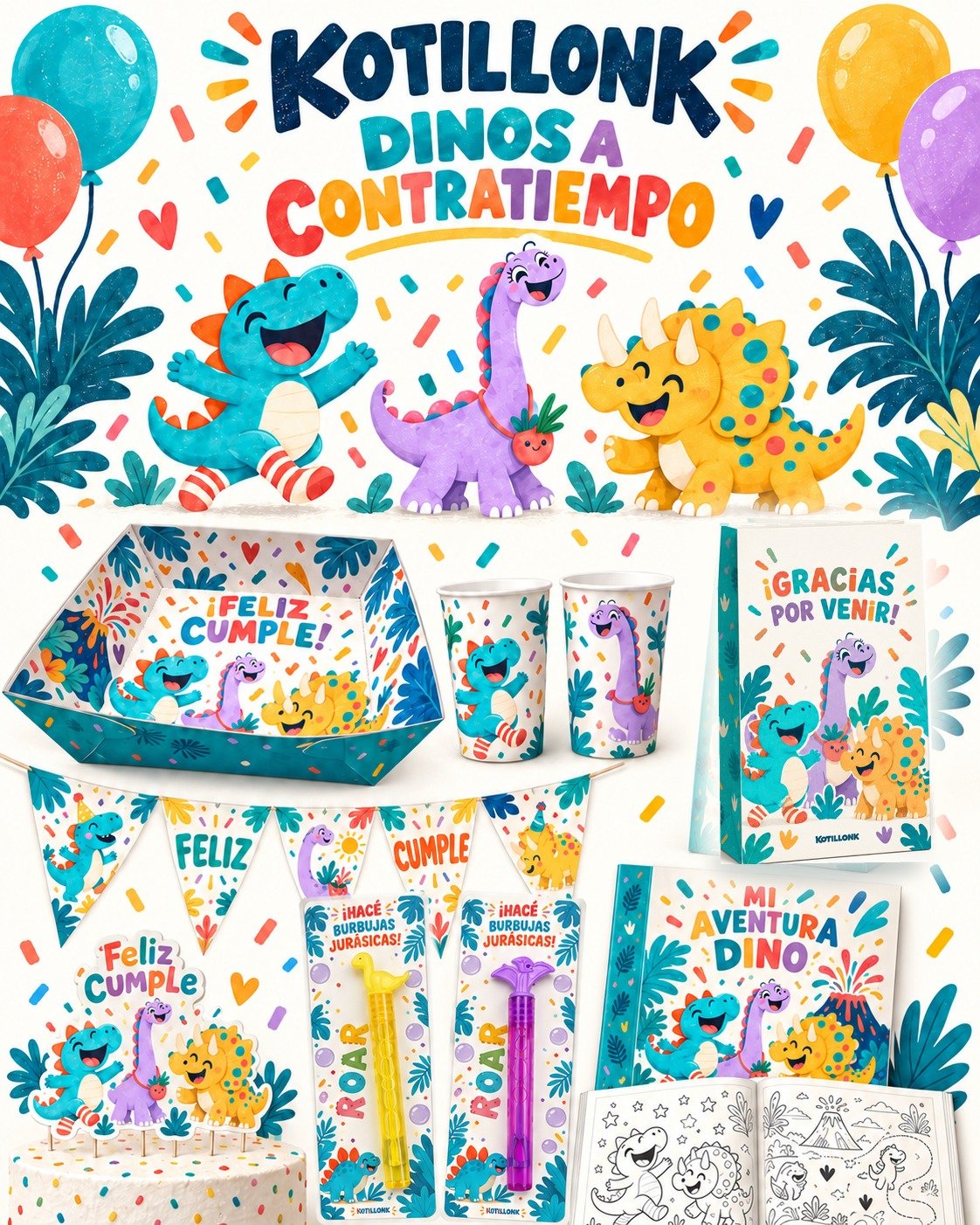 Kit Cumpleaños Infantil Dino 127 Piezas Decoración - Imagen 6