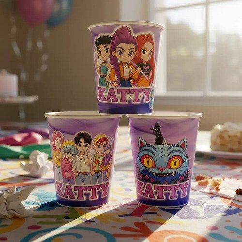 Platos Y Vasos Guerreras Kpop Descartables Personalizados - Imagen 8