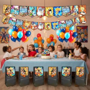 Pack Adornos Para Cumpleaños Globos Banderín Dragon Ball