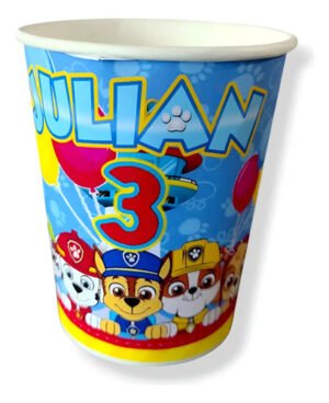 Vaso Personalizado Pawpatrol Pack X 10 Cumpleaños Infantil Celeste
