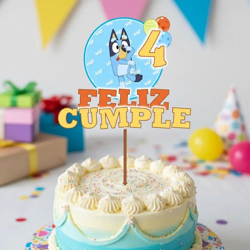 Bluy. Cake Topper Adorno Para Tortas Personalizados Agua Bluy - Imagen 3