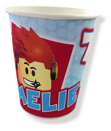 Vasos Roblox Cumpleaños Personalizado Pack X10 Rojo/azul