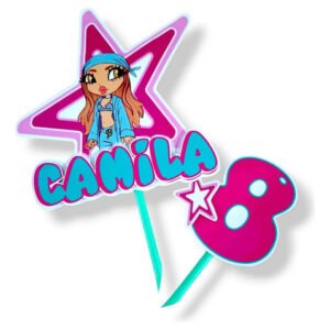 Cake Topper Tinii Adorno Para Tortas Rosa Tini