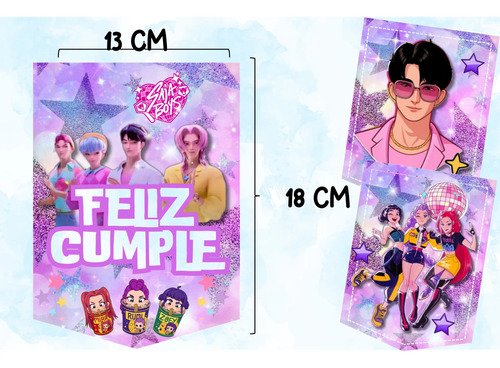Banderin Decoración Feliz Cumpleaños Guerreras K-pop!! Lila Hunter Guerreras K-pop - Imagen 4