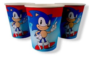 Pack 10 Vasos Descartables Cotillón Sonic Personalizable Azul