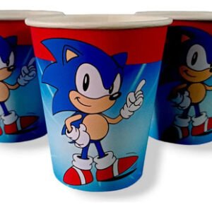Pack 10 Vasos Descartables Cotillón Sonic Personalizable Azul