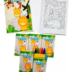 10 Librito Crayolas Bolsita Animales De La Selva Sorpresita