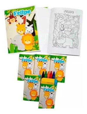 10 Librito Crayolas Bolsita Animales De La Selva Sorpresita