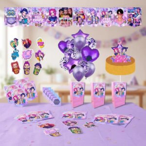 Pack Adornos Para Cumpleaños Globos Banderín Guerreras Kpop
