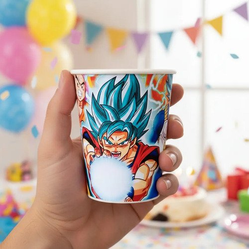 Pack 10 Vasos Descartables Cotillón Dragon Ball Azul - Imagen 3