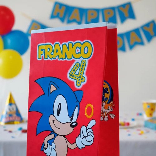 20 Bolsas Golosineras, Sorpresitas Cumpleaños Sonic Rojo- K - Imagen 2