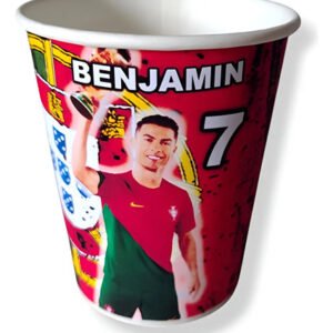 Pack 10 Vasos Descartables Cotillón Cr7 Cristiano Ronaldo Azul