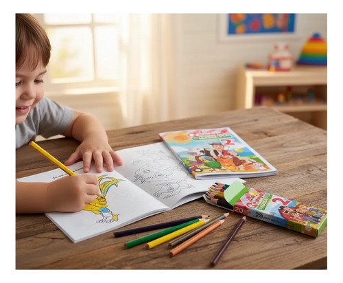 Libritos Para Colorear Y Lápices De Colores X 20- K - Imagen 3