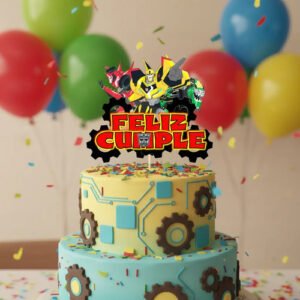 Transformer Cake Topper Adorno Para Tortas Personalizados Blanco Transforme