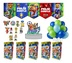 Pack 16 Globos Banderín Adorno Para Torta Bolsas Copa Futbol
