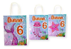 12 Bolsas Golosineras/sorpresitas Mar Sirena Cola Con Asa