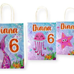 12 Bolsas Golosineras/sorpresitas Mar Sirena Cola Con Asa