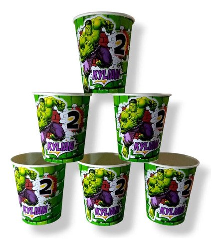 Pack X 10 Vasos Descartables Hulk - K Verde Musgo - Imagen 2