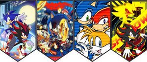 Banderín Cartel Feliz Cumple Cotillón Temático Sonic Azul Sonic