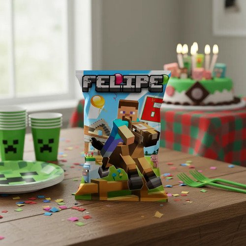 Bolsas Para Sorpresitas Chips Bags Minecraft X 10