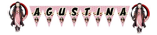 Nezuko Banderín Cartel, Personalizado Con 1 Nombre Nezuko