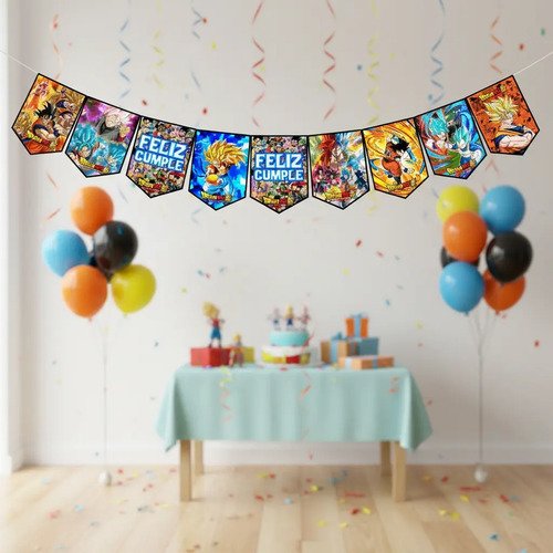 Guirnalda Banderin Cumpleaños Cartel Dragon Ball Super Naranja - Imagen 2