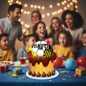 Futbol Cake Topper Adorno Para Tortas Personalizados Amarillo Fútbol