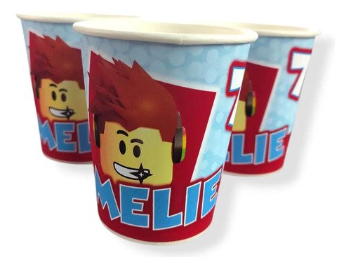 Vasos Roblox Cumpleaños Personalizado Pack X10 Rojo/azul - Imagen 4