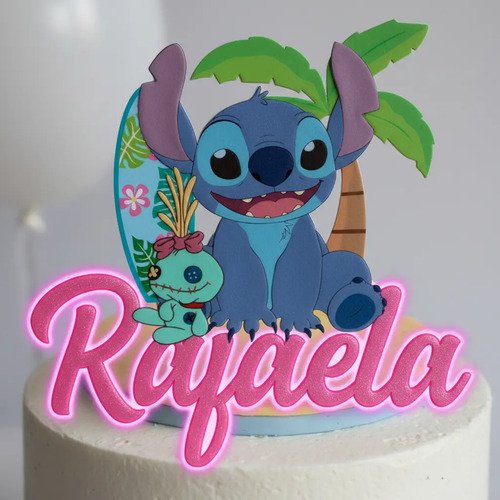 Topper O Pincho Para Torta Stich Personalizado Stitch - Imagen 2