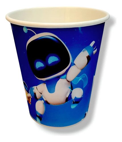Pack 10 Vasos Descartables Cotillón Astro Bot Personalizable Azul - Imagen 5