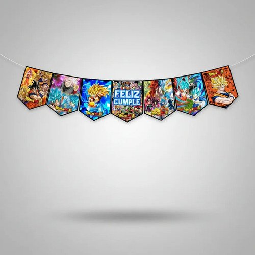 Guirnalda Banderin Cumpleaños Cartel Dragon Ball Super Naranja - Imagen 5