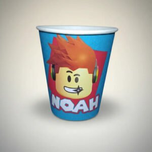 Pack 10 Vasos Descartables Cotillón Roblox Personalizable Azul Acero