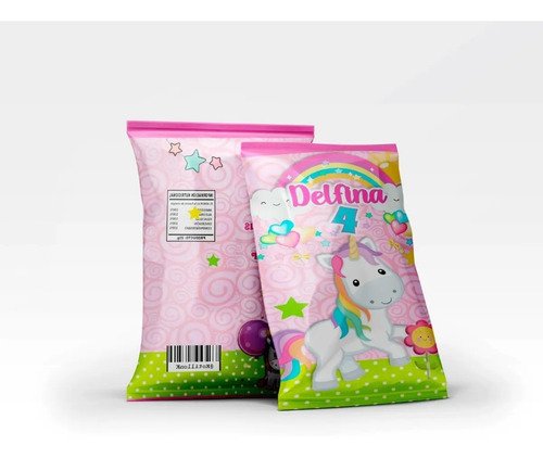 Bolsas Para Sorpresitas Chips Bags Unicornio 25 Unid- K