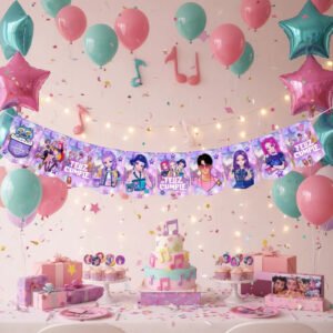 Banderin Decoración Feliz Cumpleaños Guerreras K-pop!! Lila Hunter Guerreras K-pop