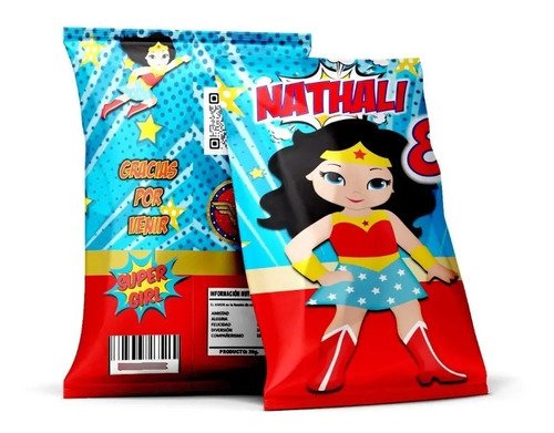 Bolsitas Tipo Chipsbags Personalizada Mujer Maravilla- K - Imagen 3