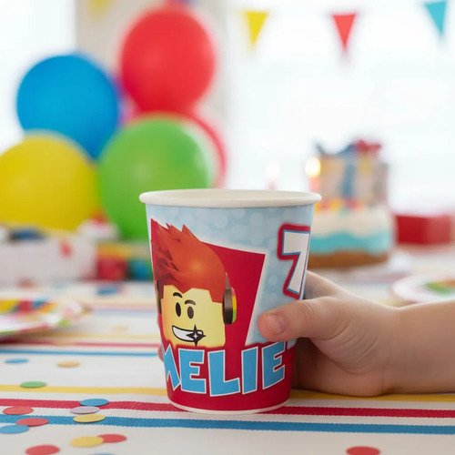 Vasos Roblox Cumpleaños Personalizado Pack X10 Rojo/azul - Imagen 3