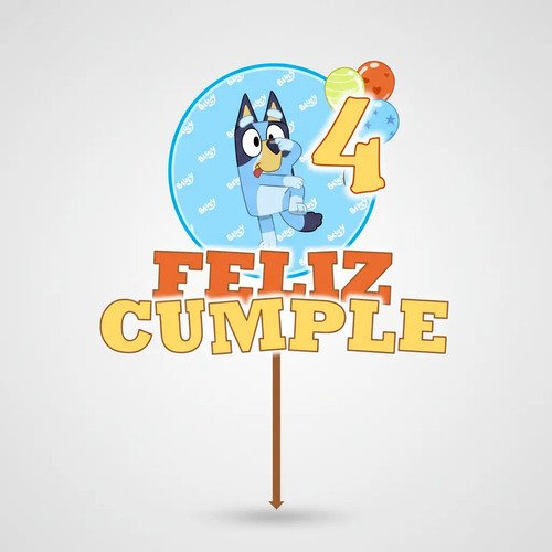 Bluy. Cake Topper Adorno Para Tortas Personalizados Agua Bluy - Imagen 5