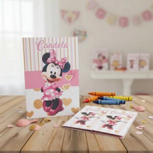 20 Bolsas + 20 Libritos + 20 Crayolas Personalizado Minie- K