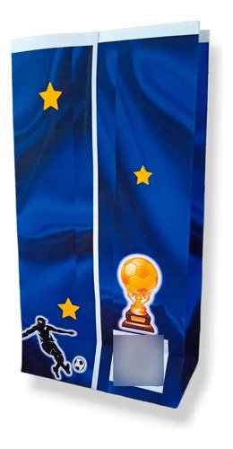 20 Bolsas Golosineras Futbol Roja Y Azul Cumpleaños- K Rojo Y Azul Escudo Fútbol (c.n. De F.) - Imagen 2