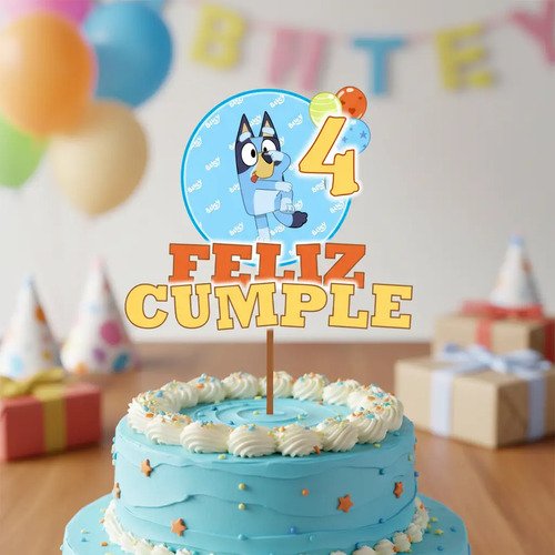 Bluy. Cake Topper Adorno Para Tortas Personalizados Agua Bluy - Imagen 6