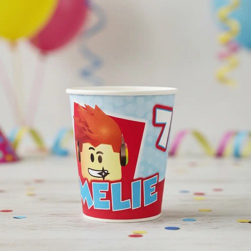 Vasos Roblox Cumpleaños Personalizado Pack X10 Rojo/azul - Imagen 2
