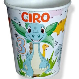 Pack 10 Vasos Descartables Cotillón Dino Bebe Personalizable Azul