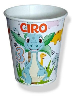 Pack 10 Vasos Descartables Cotillón Dino Bebe Personalizable Azul