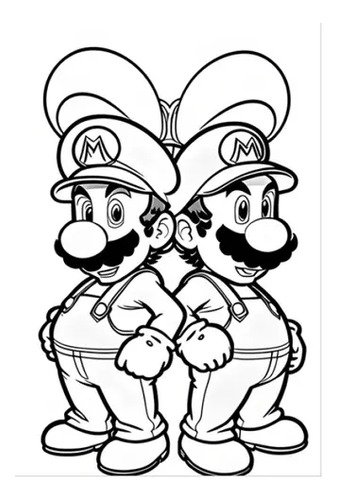 Kit Imprimible Mario 100 Laminas Hojas Para Colorear Pintar - Imagen 3