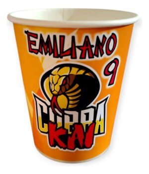 Pack 10 Vasos Descartables Cotillón Cobra Kai Personalizable Amarillo