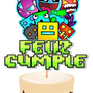 Geometry Dash Adorno Para Torta K. Rojo