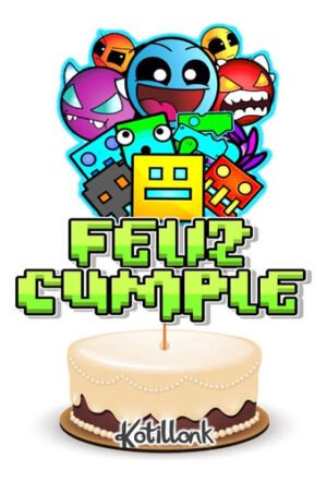Geometry Dash Adorno Para Torta K. Rojo