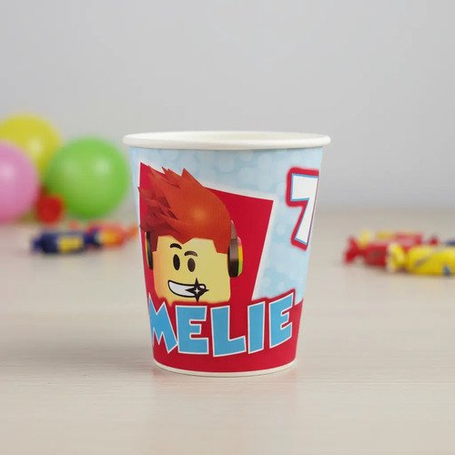 Vasos Roblox Cumpleaños Personalizado Pack X10 Rojo/azul - Imagen 6