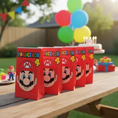 25 Bolsas Sorpresitas Cumpleaños Mario Bros. Y Sus Amigos -k Rojo Mario Bros Y Sus Amigos - Imagen 3